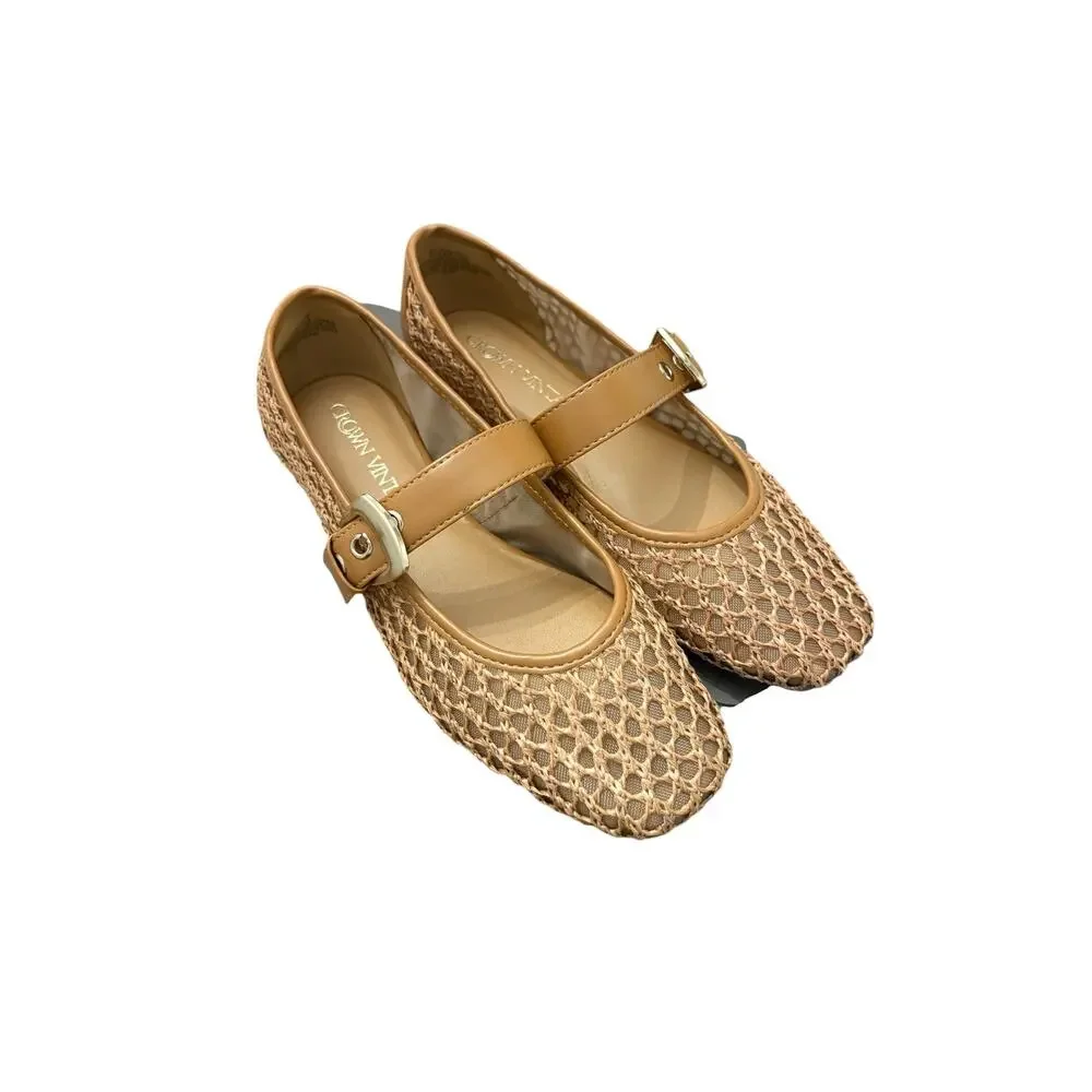 Crown Vintage Women's Caramel Brown Nalahni Mary Jane Flat 7.5 NEW
